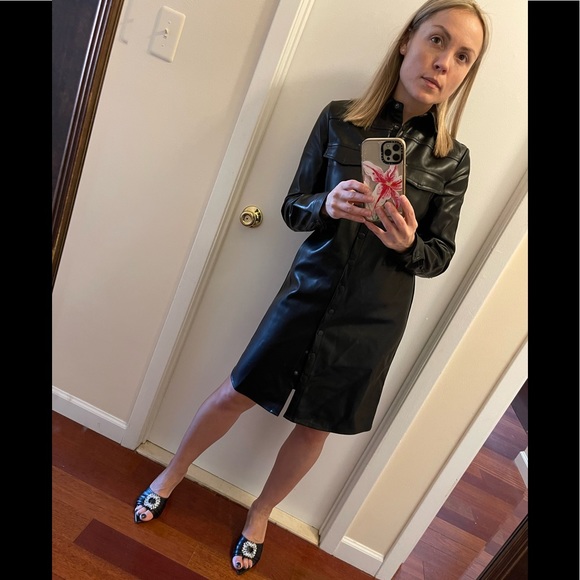 Black Leather Dress Sz. Xs - Picture 1 of 8